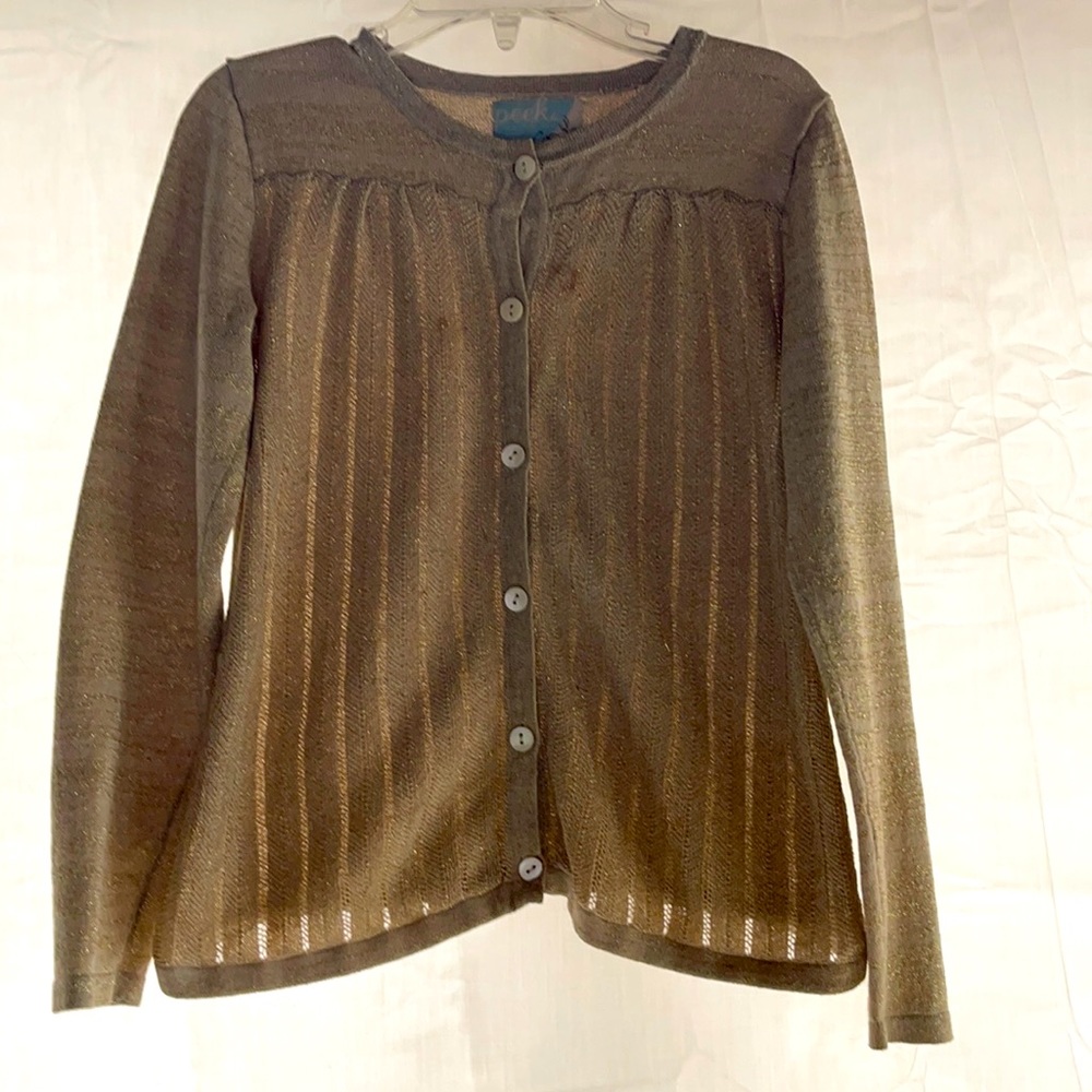 Peek Girls Gold Holiday Cardigan